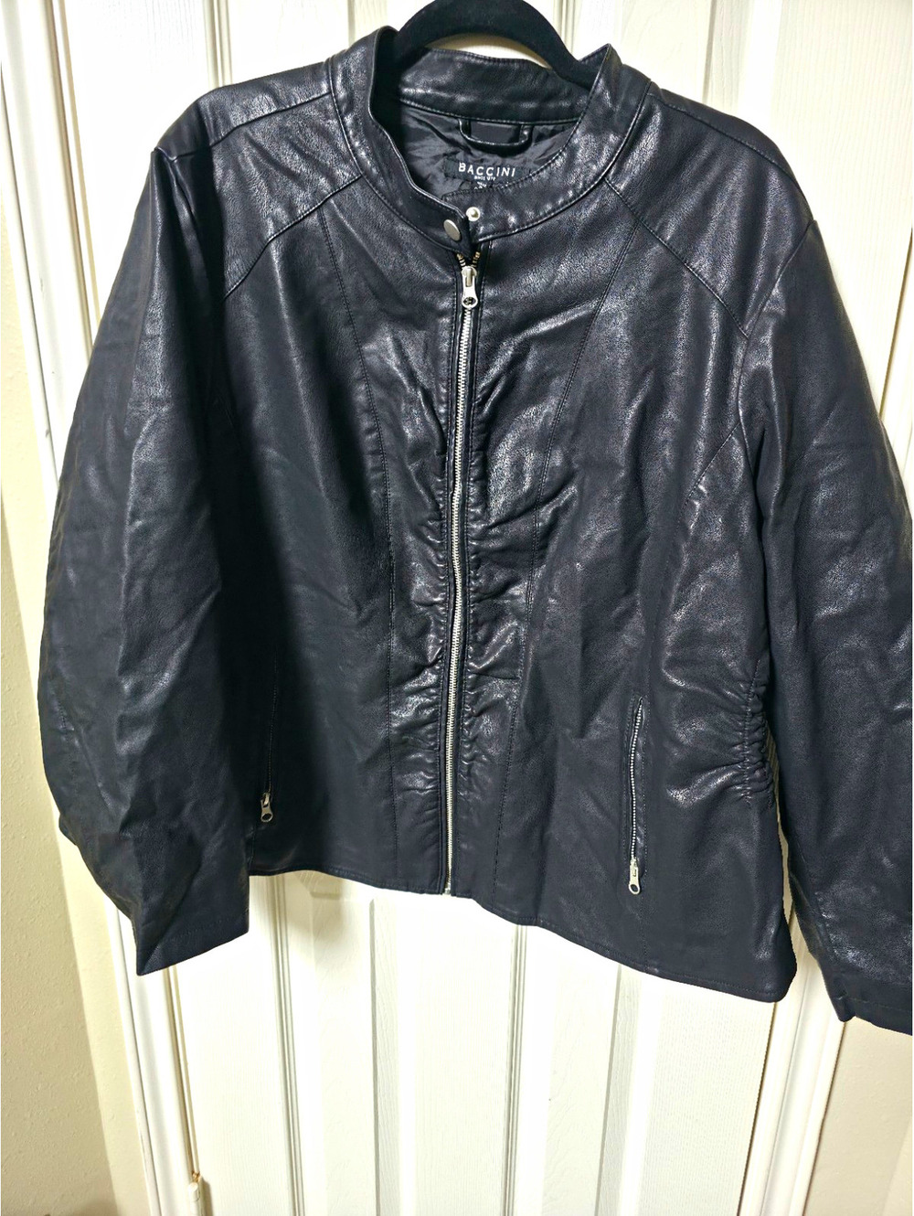 Baccini Black fsux leather Full Zip Jacket 3XL Women's